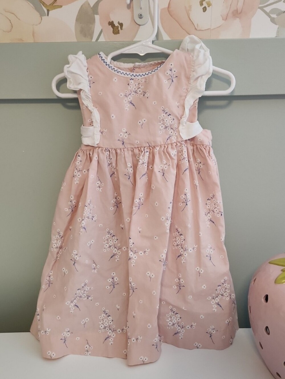 Sophie & Lucas 3t Pink Floral Ruffle Sleeve Dress Smocked Brand